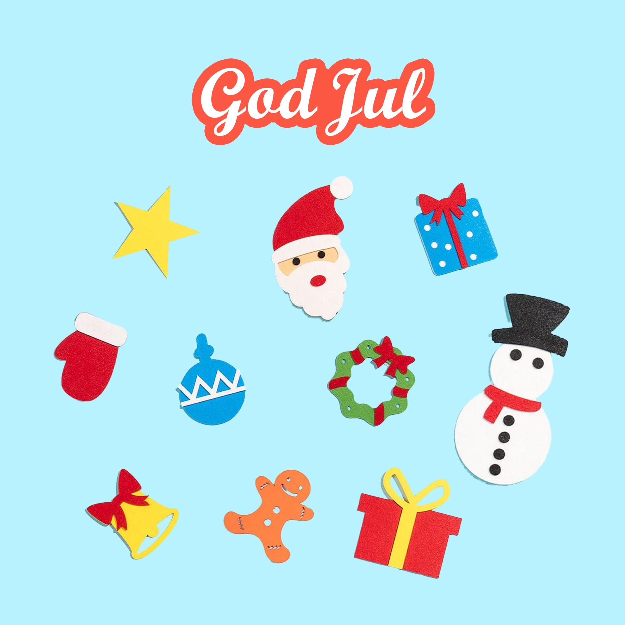 10 Extra juldekorationer + 1 God Jul-dekoration