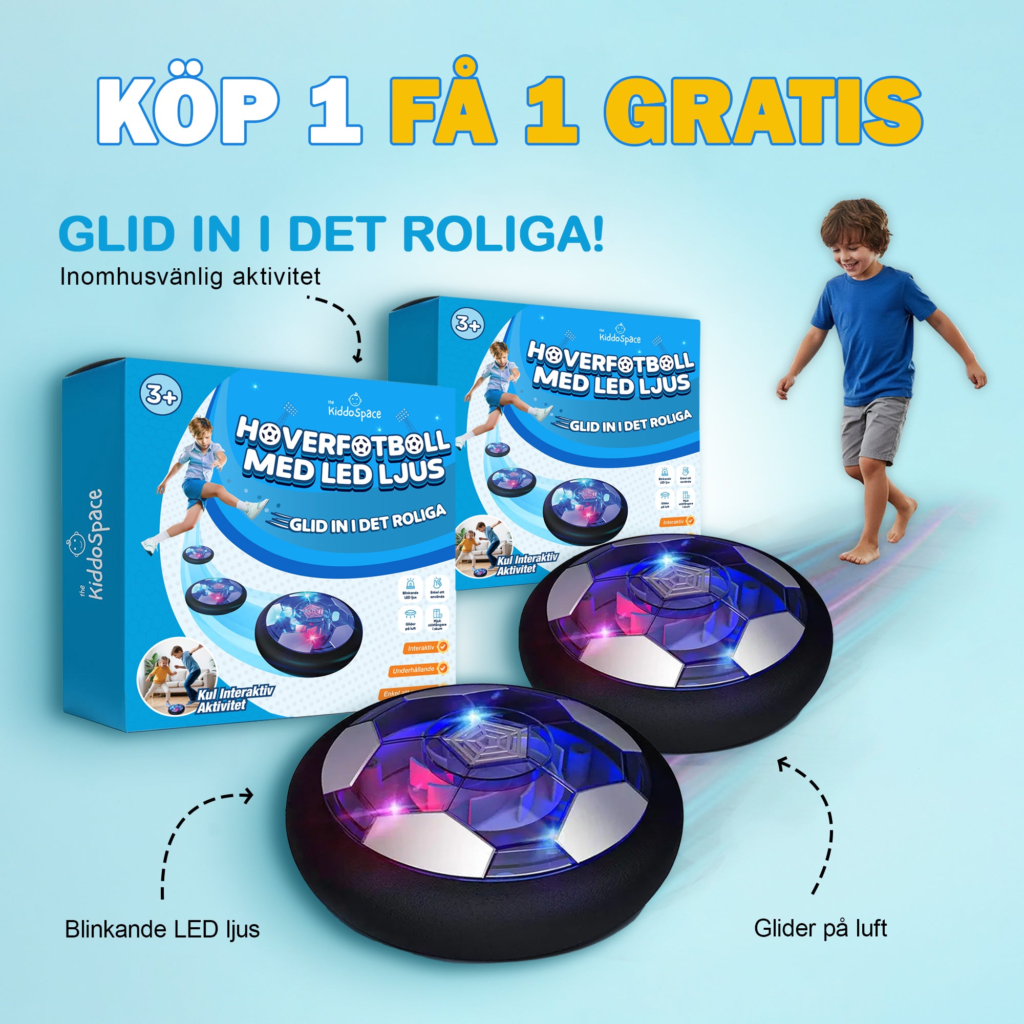 KiddoSpace™ - Hover- fotboll med LED-ljus för Barn